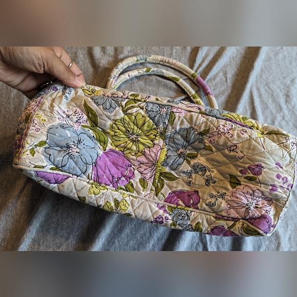 Vera Bradley Retired Gray Bowler Watercolor Floral Satchel Bag Purse EUC - Picture 4 of 15